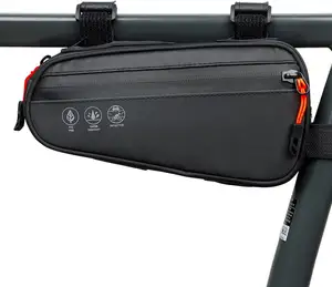 वाटरप्रूफ ब्लैक बाइक फ्रेम बैग, वाटरप्रूफ बाइक त्रिकोण बैग बाइक ट्यूब स्टोरेज बैग, माउंटेन रोड बाइक यात्रा के लिए उपयुक्त