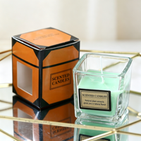 Bougie parfumée artisanale de luxe en verre carré, bougie en cire de soja, aromathérapie, logo personnalisé pour mariage, maison, hôtel, spa, décoration