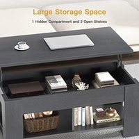 Table basse moderne en panneaux de bois avec hauteur réglable et compartiment de rangement ouvert indépendant pour salon
