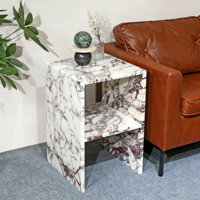 Table de chevet en marbre Calacatta Viola de luxe moderne PerfectStone, meuble de chambre à coucher, taille et épaisseur personnalisables
