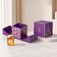 Boîtes cadeaux en papier magnétique de luxe vides, personnalisées, avec logo imprimé en UV, design à double porte rigide, pour emballage alimentaire de pots de miel solides