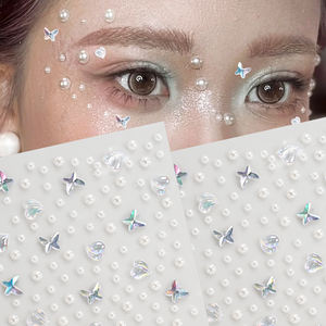 Adesivo Temporaneo per Viso a Forma di Stella Marina 3D Colorata con Diamanti, Perle Glitterate Rotonde, Decorazione per Occhi e Viso Fai-da-Te - Product Image 2
