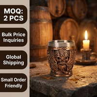 Verre à shot en résine Crâne de guerrier Viking nordique, tasse à boire en acier inoxydable sculptée en 3D pour homme, cadeau d'anniversaire ou de fête des pères