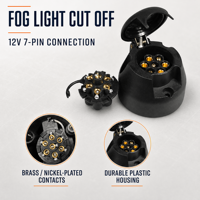 Prise de remorque ronde 12V ISO 1724 à 7 broches avec coupure de courant pour feux de brouillard, pour caravanes, camions et remorques