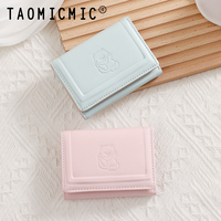 Dompet Wanita Lipat Tiga Motif Kucing Lucu Gaya Baru TAOMICMIC, Dompet Pendek 2 in 1, Tempat Kartu, Tersedia Grosir