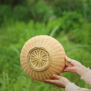 <b>Bamboo</b> Woven Basket Round Handmade Food <b>Container</b> Kitchen Use Traditional Craft - Product Image 3