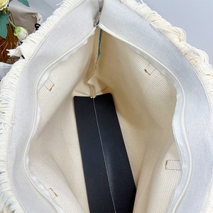 <span class=keywords><strong>Sac</strong></span> à bandoulière grande capacité pour femme, motif marin imprimé, avec deux sangles, en toile, style rétro, à pompons, fermeture éclair, pour la <span class=keywords><strong>plage</strong></span> et les voyages, collection Printemps-Été - Product Image 3