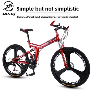 Bicicletta Pieghevole da Montagna a Velocità Variabile con Doppio Ammortizzatore, Design Pieghevole, Doppi Freni a Disco, Telaio in Acciaio al Carbonio 24/26 Pollici - Product Image 5