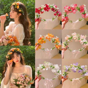 <span class=keywords><strong>Couronne</strong></span> de <span class=keywords><strong>fleurs</strong></span> artificielles multicolores, bandeau pour cheveux, accessoires de cheveux pour <span class=keywords><strong>mariage</strong></span> et fête, pour femmes et filles, décoration de cheveux de style bohème - Product Image 6