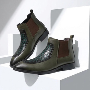 Bottes en cuir pour hommes à bout pointu, style rétro tendance 2026, à enfiler, décontractées et habillées, style britannique - Product Image 3