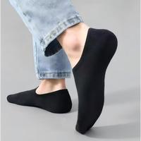 Chaussettes habillées unies pour hommes en coton/fibre de bambou avec logo intégré, absorbantes, noires, pour l'été, personnalisation acceptée