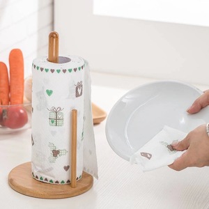 Bamboo <b>Paper</b> Towel Holder Circular Wood Roll Stand Kitchen <b>Tissue</b> Holder Natural <b>Color</b> - Product Image 4