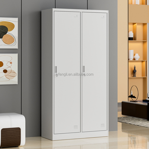 Modern 2-Door Metal <b>Wardrobe</b> Closet Customized Storage Cabinet with <b>Mirror</b> and Key Lock for Gym School or Hospital Locker Use - Product Image 4