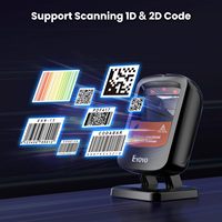 Eyoyo Lecteur de code QR filaire omnidirectionnel automatique mains libres Scanner de code à barres 2D USB pour bibliothèque magasin de détail