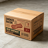 Boîte en carton ondulé brun imprimée offset, qualité supérieure, pour la chaîne du froid, idéale pour le bacon fumé au bois, emballage alimentaire recyclé, carton d'expédition
