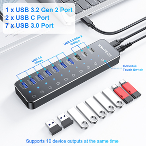 Thâm quyến 10 trong 1 <span class=keywords><strong>USB</strong></span> C HUB <span class=keywords><strong>7</strong></span> cổng 5Gbps + <span class=keywords><strong>3</strong></span> cổng 10Gbps tốc độ cao truyền dữ liệu Loại-C Docking Station cho máy tính MACBOOK - Product Image 2