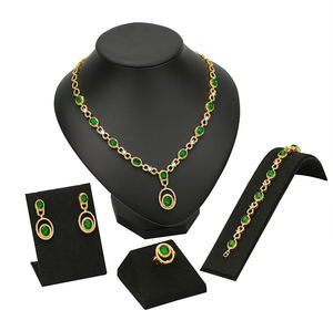 <span class=keywords><strong>2021</strong></span> <span class=keywords><strong>prix</strong></span> usine VANFI gros femmes fête de mariage mariée mode rouge vert bleu pierre plaqué or cristal ensemble de bijoux - Product Image 6