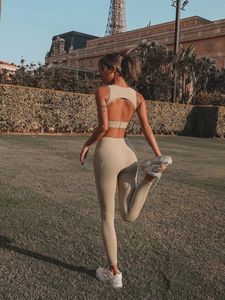 Новинка, женская спортивная одежда больших размеров, 2 шт., спортивная одежда для фитнеса, тренажерного зала, одежда с высокой талией, Леггинсы для йоги, оптовая продажа, комплект для йоги - Product Image 4