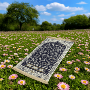 批发聚酯纤维压花 <span class=keywords><strong>Janamaz</strong></span> 穆斯林祈祷垫，厚垫式土耳其式祈祷垫，简约设计，适合穆斯林祈祷 - Product Image 2