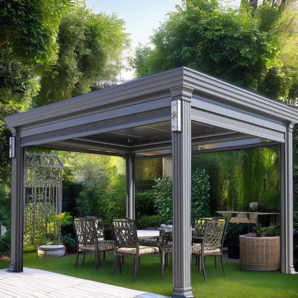 Kit di lusso moderno sistema di protezione impermeabile con Pergola in alluminio bioclimatico per Gazebo e giardino all'aperto