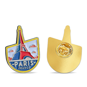 Spille con Bandiera Nazionale Francese, Badge Personalizzati in Smalto Morbido con Monumenti di Parigi, Souvenir Magnetici Francesi all'Ingrosso - Product Image 2