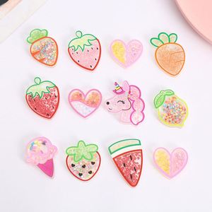 Cartone animato acrilico ciondoli frutta unicorno limone gelato cuore con strass decorazione artigianale per cassa del telefono scarpe - Product Image 1