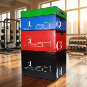 Boîte de saut pliométrique en mousse souple quatre-en-un avec logo personnalisé, empilable, vente en gros pour fournisseur d'équipements de <span class=keywords><strong>fitness</strong></span> - Product Image 1