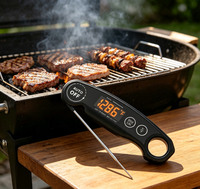 Termokopel Bacaan Instan 1 Detik Layar LED Dapat Diisi Ulang Tahan Air IP67 180 °   Termometer Digital Putar untuk Dapur dan BBQ