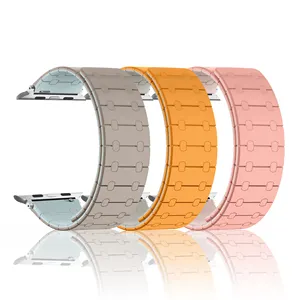 RYB Banda Magnética de Silicone para Apple Watch Ultra 49mm, Pulseira de Silicone Ajustável para Apple Watch Series 9 8 41mm 45mm