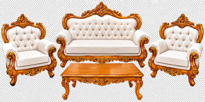 Juego de Sofás Clásicos Dorados de Lujo, Diseño Clásico Europeo, Muebles Antiguos Premium Hechos a Mano, Asientos Tapizados para Sala de Estar - Product Image 6
