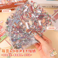 61 pegatinas por caja, juego de pegatinas de paisaje bonito, colección de escenas en miniatura, pegatinas para cuaderno de dibujos animados, juguete educativo para niños