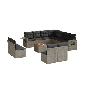 Ensemble de canapés de jardin en rotin gris, 10 places, design contemporain, pliable, mobilier de patio - Product Image 1