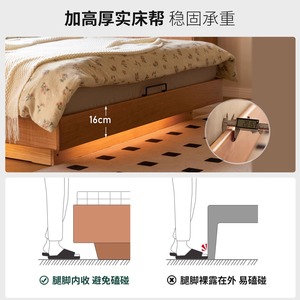 Solid Wood <b>Storage</b> <b>Bed</b> Cherry Wood Double <b>Bed</b> Soft Headboard Box <b>Frame</b> Structure Bedroom Furniture - Product Image 4