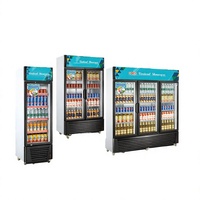 Réfrigérateur vitrine double porte en acier inoxydable à refroidissement par air pour magasin de détail, stockage de produits laitiers frais et boissons, 2-8°C, numérique