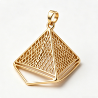 Colgante Piramidal Chapado en Oro, Amuleto Geométrico Pulido de Latón para Collar o Pulsera