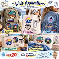 Patch brodé thermocollant ou à coudre pour l'aventure en plein air, le voyage, la nature, l'espace, le camping rétro et les thèmes marins, vente en gros