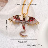 Collier pendentif Dragon volant dessin animé effet goutte d'huile, design unique, longue chaîne dragon animal, pour hommes et femmes, style Europe et Amérique