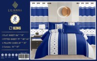 Ensemble de literie en microfibre super douce personnalisé, 8 pièces, taille king, imprimé, avec draps à poches profondes et rideaux assortis, style américain