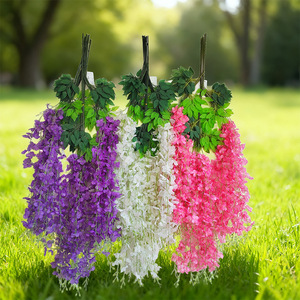 Guirlandes artificielles de glycine en plastique et fleurs en soie pour mariage, décoration intérieure, suspension au plafond, violet, blanc, rose, 60 cm - Product Image 1