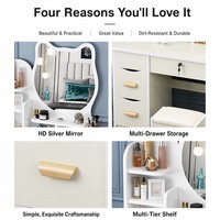 Petite coiffeuse moderne avec miroir et armoire de rangement, coiffeuse de chambre à coucher, fourniture directe d'usine pour le maquillage