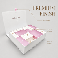 Calendrier de l'Avent de Luxe en Boîte en Papier Blanc Perle Rose Doré avec Tiroir à Charnière – Compte à Rebours de Noël – Cadeau OEM Marque Privée Vente en Gros
