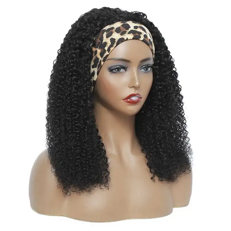 100 Human Hair Wigs With Headband Attached,Affordable Wigs Brazilian Hair For Black Women,12A Headband Wig Deep Wave