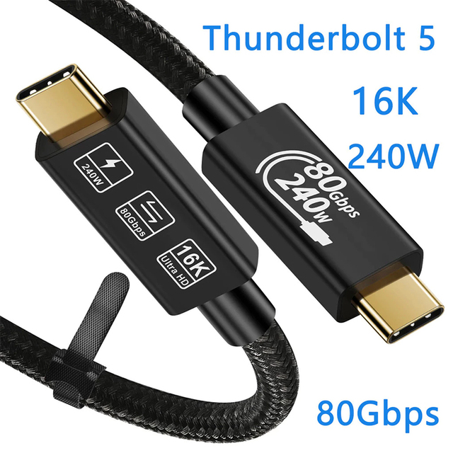 USB4 Type C Cable 80Gbps Thunderbolt 5/4/3 Nylon Braided 240W Fast Charging 16K HD Video 0.5M 1M for Phone 15 Pro Monitor