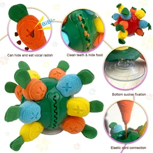 Wholesale Custom Interactive Pet Snuffle Dog Toy Carrot Plush Squeaky Ball Toys Food Dispenser Pet Dog Sniffing Ball Toys