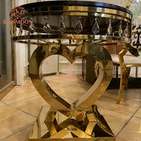 Support à gâteau rond pour fête de mariage, style moderne et luxueux, en acier inoxydable doré, avec diamants, pour table de gâteau de mariage