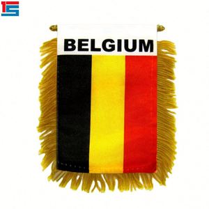 ธงชาติแอลเบเนียแบบกำหนดเอง ผ้าซาตินขนาดเล็ก พิมพ์ลายดิจิทัล พร้อมพู่สีเหลือง สำหรับงานฟุตบอล - Product Image 3