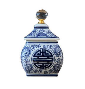 Mini Tarro de Té de Porcelana Azul y Blanco con Doble Felicidad, Tamaño Pequeño, en Venta, Tarros Chinos de Jingdezhen - Product Image 4