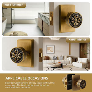 Koppalive Bouton de porte de passage de confidentialité sécurisé en laiton massif antique avec plaque arrière - Product Image 6