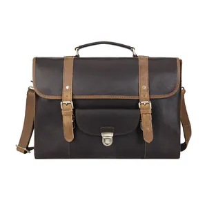 Tiding Custom Men Business Genuine Cow Leather Laptop Bag Briefcase Convertible Backpack