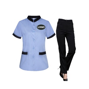 Logo personnalisé, vêtements de travail unisexes, uniforme de ménage pour personnel d'hôtel <span class=keywords><strong>5</strong></span> étoiles, réceptionniste, serveur, polyester/coton YUZI - Product Image 4